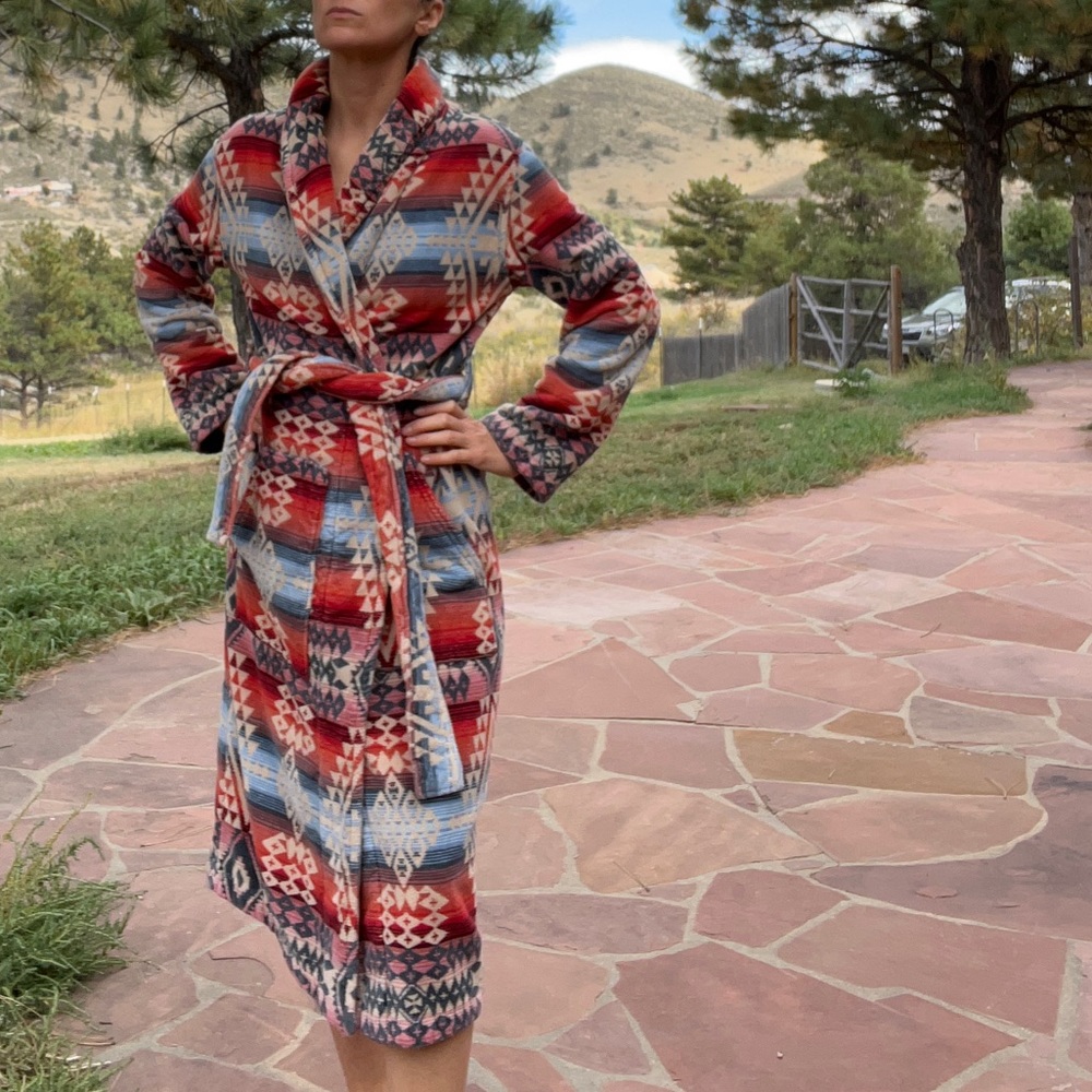 Pendleton Women's Cotton Velour Robe XS Canyonlands Desert Sky